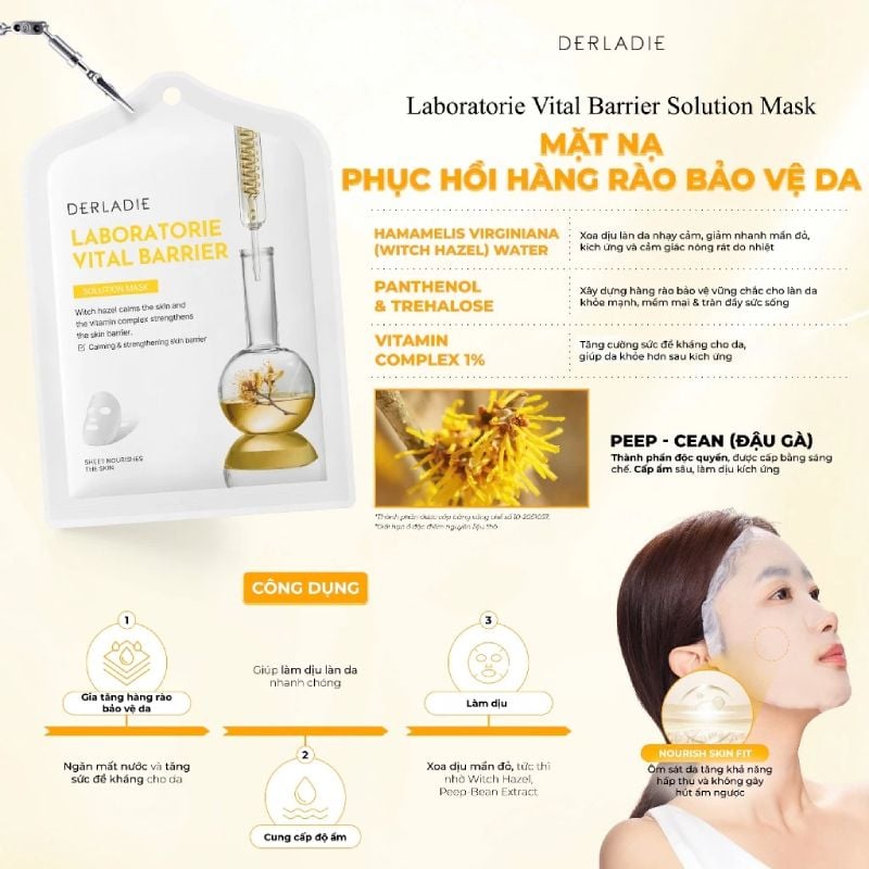 Mặt Nạ Derladie Cấp Ẩm, Dưỡng Sáng, Hỗ Trợ Phục Hồi Da Laboratorie Vital Solution Mask 30ml