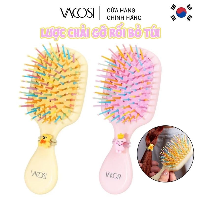 Lược Chải Gỡ Rối Vacosi Bỏ Túi, Kèm Thun Xinh Cột Tóc Pocket Comb Set