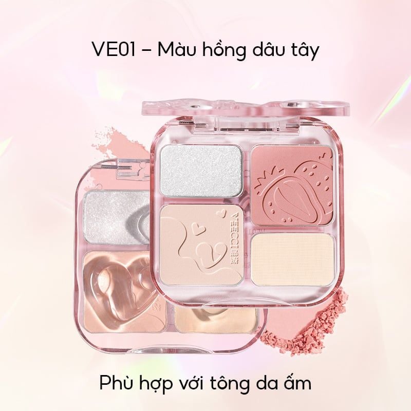 Bảng Phấn Má Hồng & Bắt Sáng 4 Trong 1 VEECCI Easy Blend Face Contouring Palette VE01 8.6g