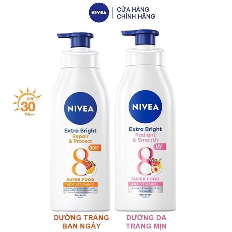 Sữa Dưỡng Thể Nivea Hỗ Trợ Dưỡng Sáng, Giúp Da Đàn Hồi, Căng Mịn Extra Bright Body Lotion