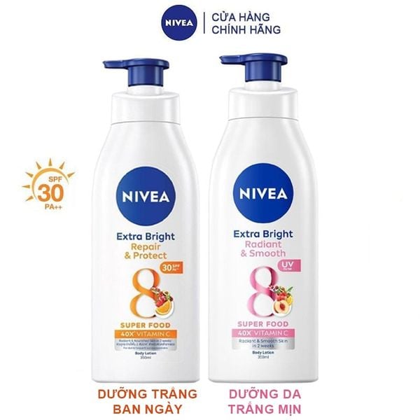  Sữa Dưỡng Thể Nivea Hỗ Trợ Dưỡng Sáng, Giúp Da Đàn Hồi, Căng Mịn Extra Bright Body Lotion 