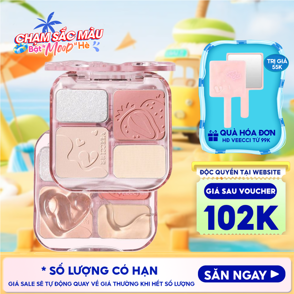  Bảng Phấn Má Hồng & Bắt Sáng 4 Trong 1 VEECCI Easy Blend Face Contouring Palette VE01 8.6g 