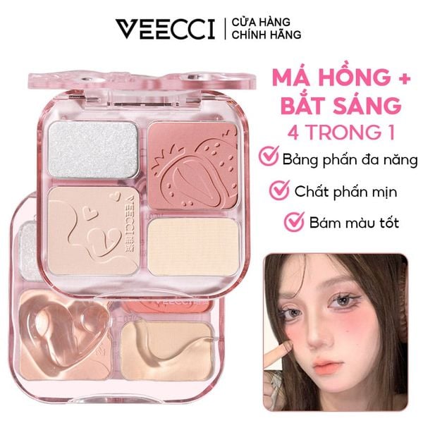  Bảng Phấn Má Hồng & Bắt Sáng 4 Trong 1 VEECCI Easy Blend Face Contouring Palette VE01 8.6g 