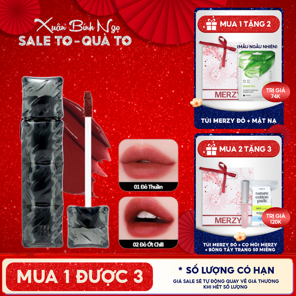  [NEW][V6 PUFFER][SON PHAO] Son Kem Lì Merzy Bền Màu, Lâu Trôi Puffer Velvet Tint 3.7g 