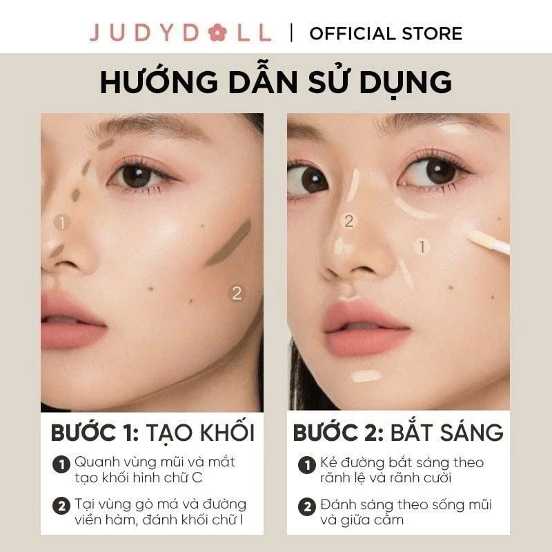 Kem Tạo Khối & Bắt Sáng 2 Đầu Judydoll Liquid Highlighter & Contour Duo 4.8g