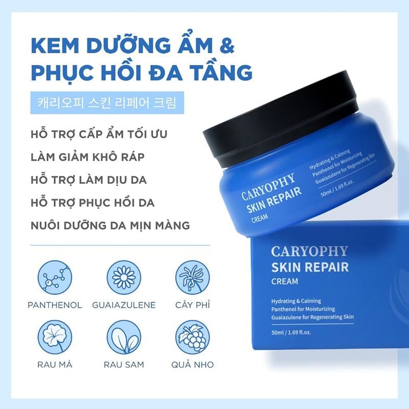 Kem Dưỡng Caryophy Cấp Ẩm, Cải Thiện Làn Da Cho Da Nhạy Cảm Skin Repair Cream 50ml