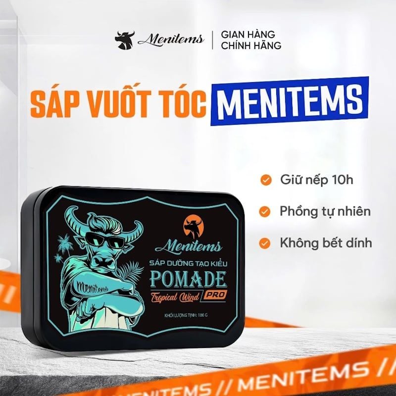 Sáp Dưỡng Tạo Kiểu Menitems Tự Nhiên, Giữ Nếp Lâu, Hương Thơm Nước Hoa Nam Tính Pomade Pro/Clay Gentle Blue  50g