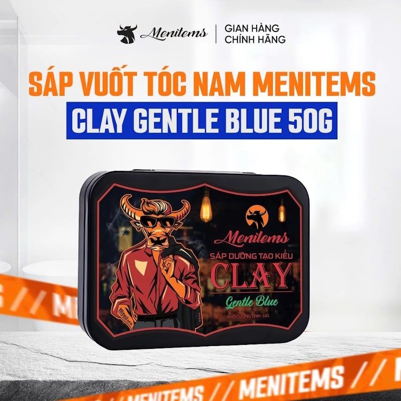 Sáp Dưỡng Tạo Kiểu Menitems Tự Nhiên, Giữ Nếp Lâu, Hương Thơm Nước Hoa Nam Tính Pomade Pro/Clay Gentle Blue  50g