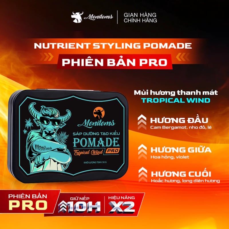 Sáp Dưỡng Tạo Kiểu Menitems Tự Nhiên, Giữ Nếp Lâu, Hương Thơm Nước Hoa Nam Tính Pomade Pro/Clay Gentle Blue  50g