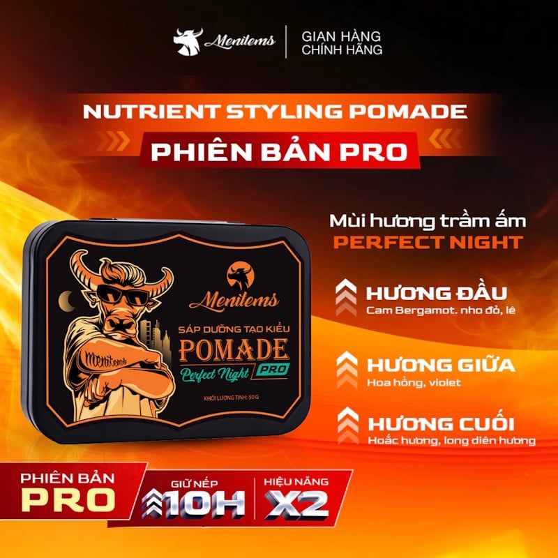 Sáp Dưỡng Tạo Kiểu Menitems Tự Nhiên, Giữ Nếp Lâu, Hương Thơm Nước Hoa Nam Tính Pomade Pro/Clay Gentle Blue  50g