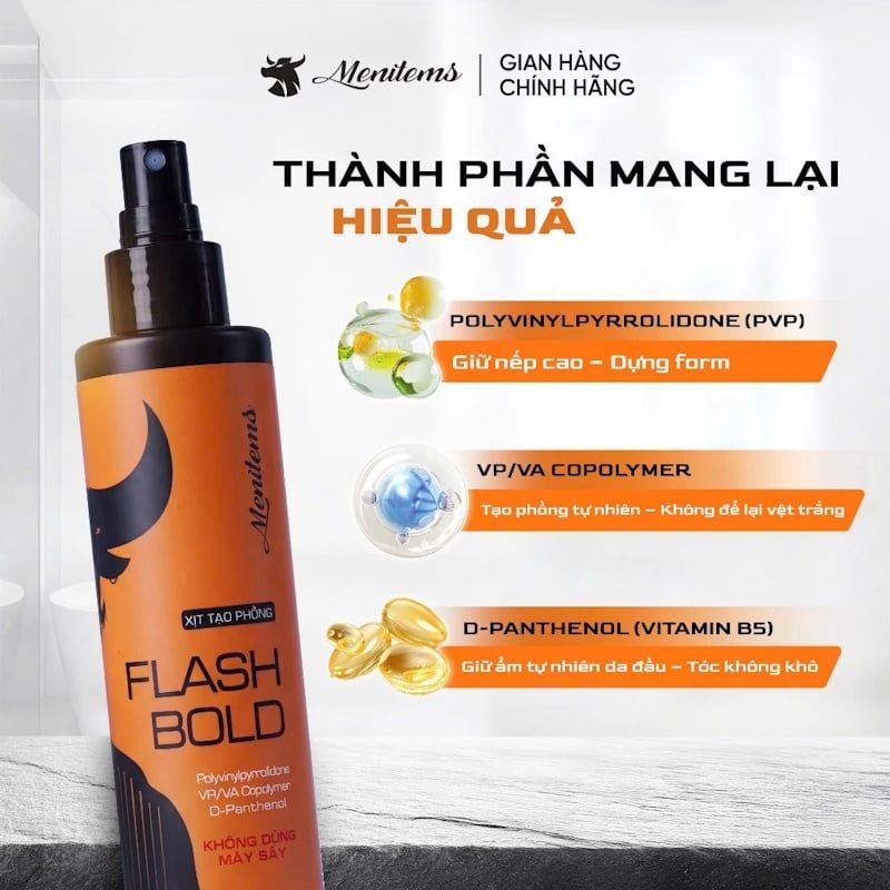 Xịt Phồng Tóc Menitems Tạo Phồng Tự Nhiên, Giữ Nếp, Không Bết Tóc Hair Spray 100ml