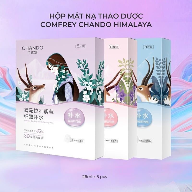 Mặt Nạ Thảo Dược Chando Himalaya Dưỡng Ẩm, Hỗ trợ Dưỡng Trắng, Thu Nhỏ Lỗ Chân Lông Mask