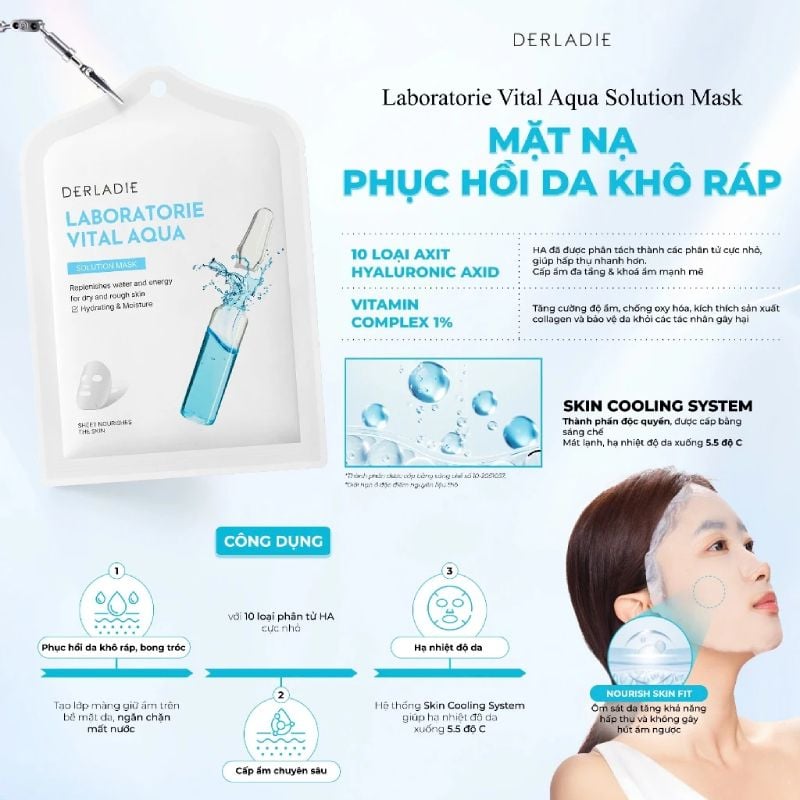 Mặt Nạ Derladie Cấp Ẩm, Dưỡng Sáng, Hỗ Trợ Phục Hồi Da Laboratorie Vital Solution Mask 30ml