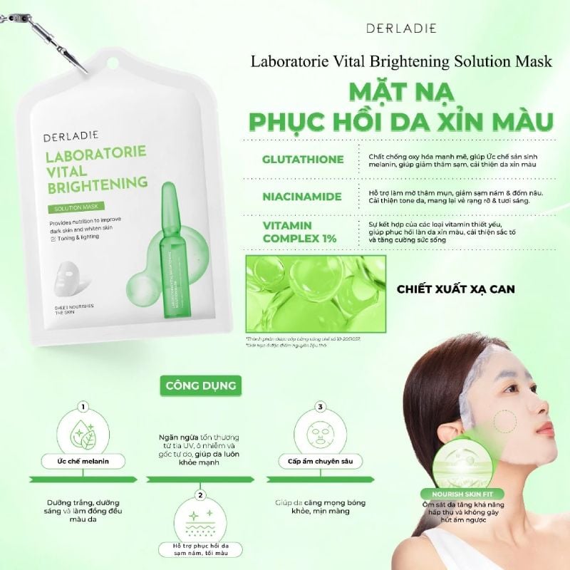 Mặt Nạ Derladie Cấp Ẩm, Dưỡng Sáng, Hỗ Trợ Phục Hồi Da Laboratorie Vital Solution Mask 30ml