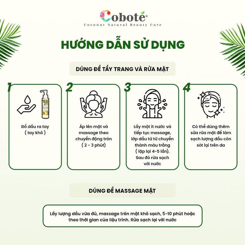 Dầu Massage & Rửa Mặt, Tẩy Trang 3in1 COBOTÉ Coco Miracle massage and Deep Cleansing Oil 150ml
