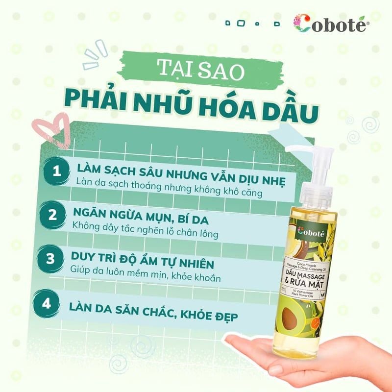 Dầu Massage & Rửa Mặt, Tẩy Trang 3in1 COBOTÉ Coco Miracle massage and Deep Cleansing Oil 150ml