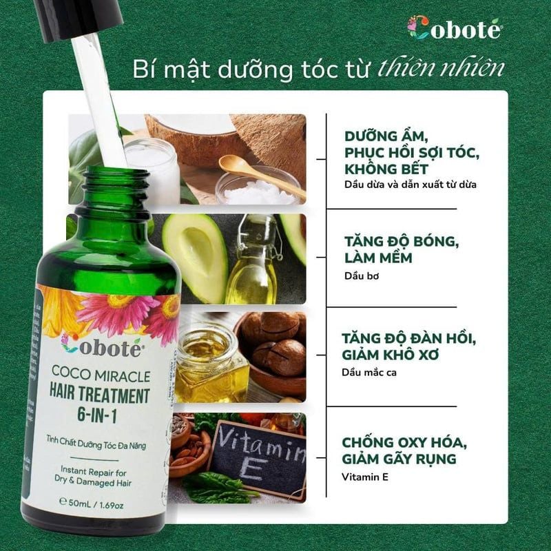 Tinh Chất Dưỡng Tóc Đa Năng Dưỡng Tóc Mềm Mượt COBOTÉ Coco Miracle Hair Treatment 6in1