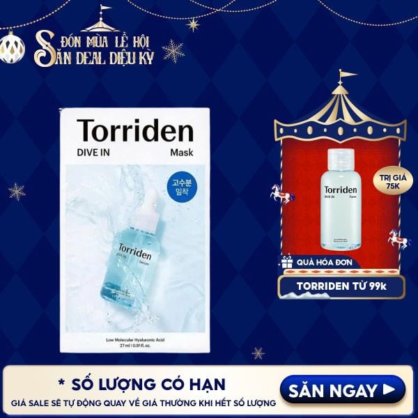  Mặt Nạ Torriden Dưỡng Ẩm, Làm Dịu Da Dive-In Low Molecular Hyaluronic Acid Mask Pack 27ml 
