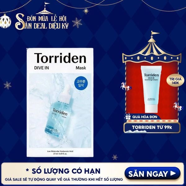  Mặt Nạ Torriden Dưỡng Ẩm, Làm Dịu Da Dive-In Low Molecular Hyaluronic Acid Mask Pack 27ml 