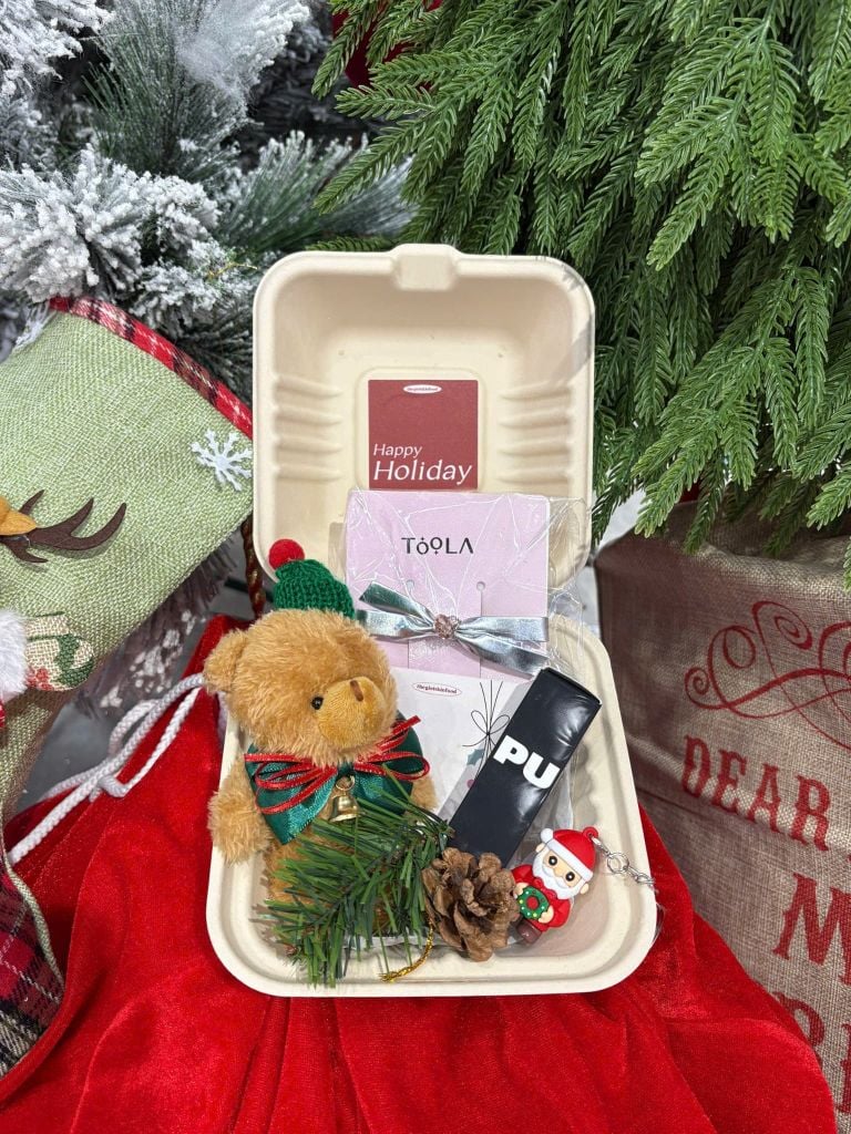 Hộp Quà Giáng Sinh: Son Merzy + Kẹp Tóc Ngẫu Nhiên + Set Quà Gấu + Hộp Bã Mía