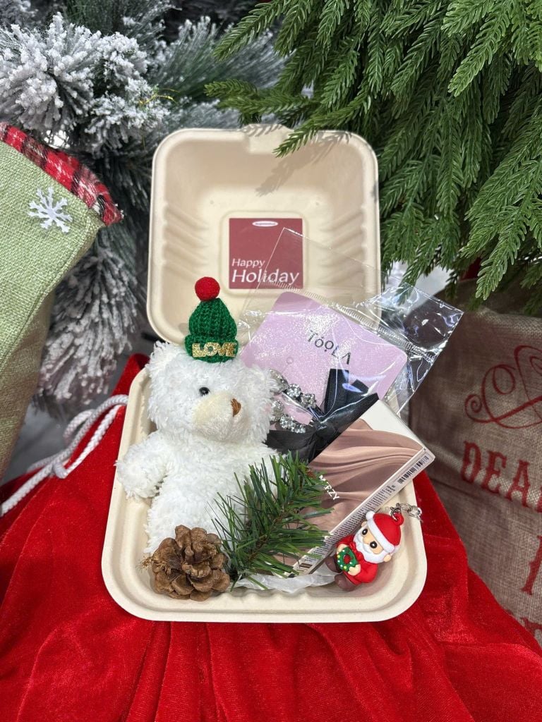 Hộp Quà Giáng Sinh: Son Merzy + Kẹp Tóc Ngẫu Nhiên + Set Quà Gấu + Hộp Bã Mía