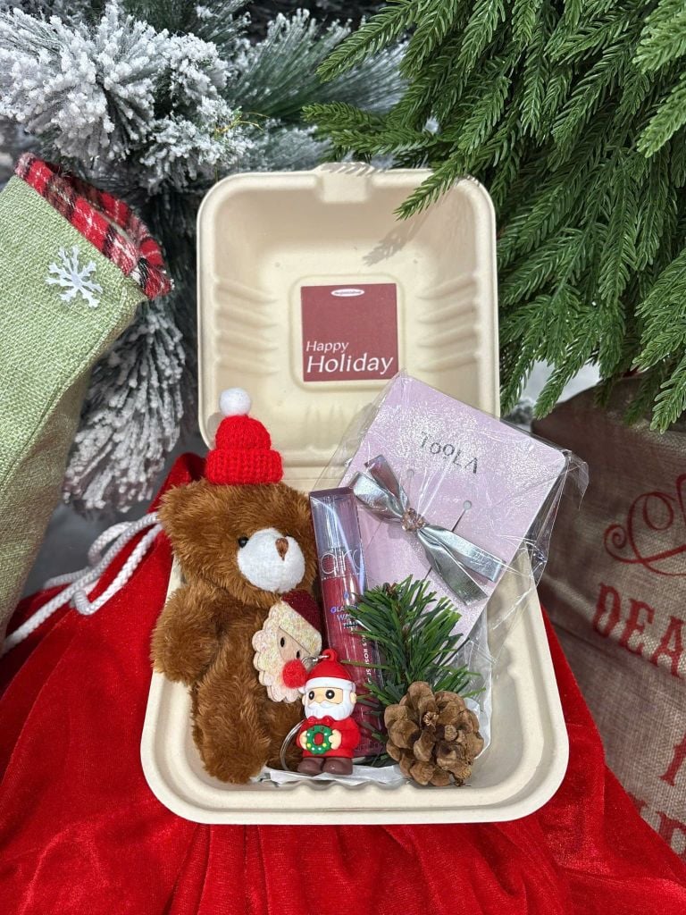 Hộp Quà Giáng Sinh: Son Romand + Kẹp Tóc Ngẫu Nhiên + Set Quà Gấu + Hộp Bã Mía