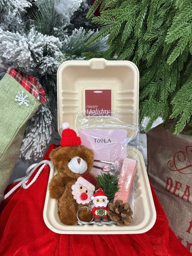 Hộp Quà Giáng Sinh: Son Romand + Kẹp Tóc Ngẫu Nhiên + Set Quà Gấu + Hộp Bã Mía