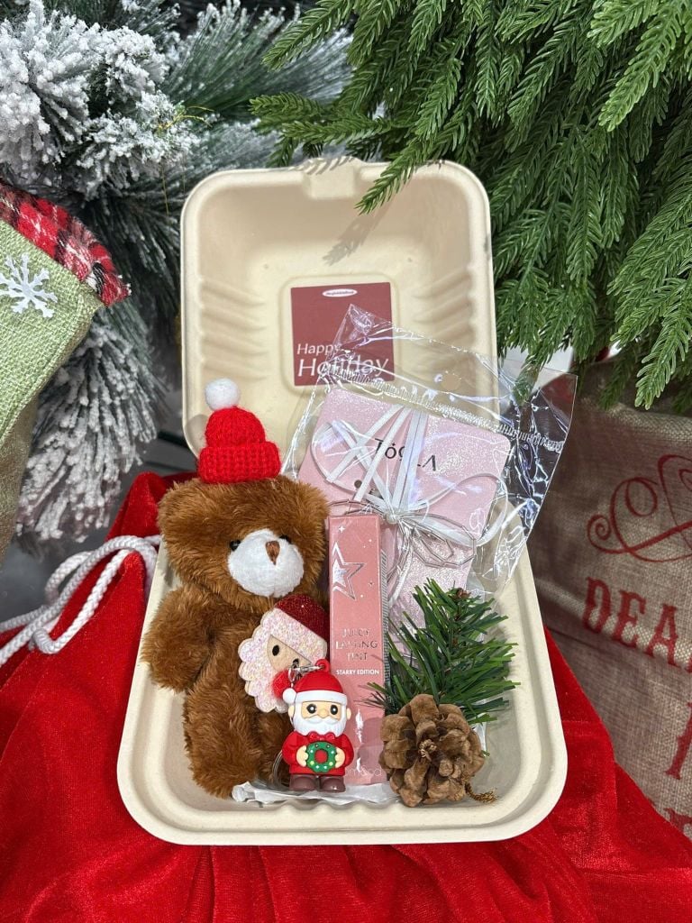 Hộp Quà Giáng Sinh: Son Romand + Kẹp Tóc Ngẫu Nhiên + Set Quà Gấu + Hộp Bã Mía