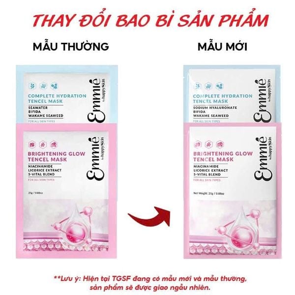  Mặt Nạ Emmié By HappySkin Cấp Ẩm, Dưỡng Sáng Da Tencel Mask 
