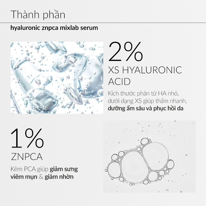 Serum Kẽm Hỗ Trợ Giảm Mụn, Kiềm Dầu Ekseption Hyaluronic Znpca Mixlab Serum 75ml