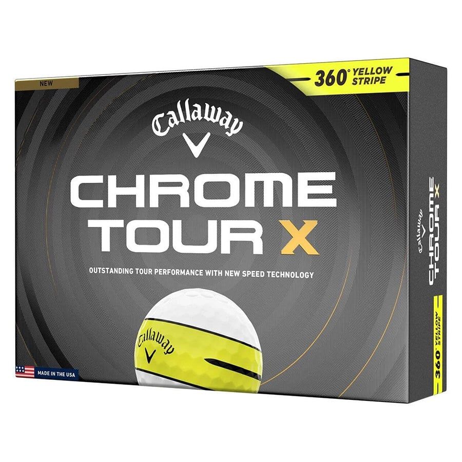Hộp 12 bóng golf CHROME TOUR X 360 YELLOW STRIPE 2026 | Callaway