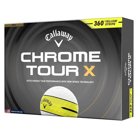 Hộp 12 bóng golf CHROME TOUR X 360 YELLOW STRIPE 2026 | Callaway