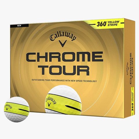 Hộp 12 bóng golf CHROME TOUR 360 YELLOW STRIPE 2026 | Callaway