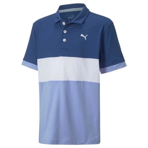 Áo golf tay ngắn trẻ em Boys Cloudspun Highway Polo - Blazing Blue-Lavendar Pop 53434103 | PUMA
