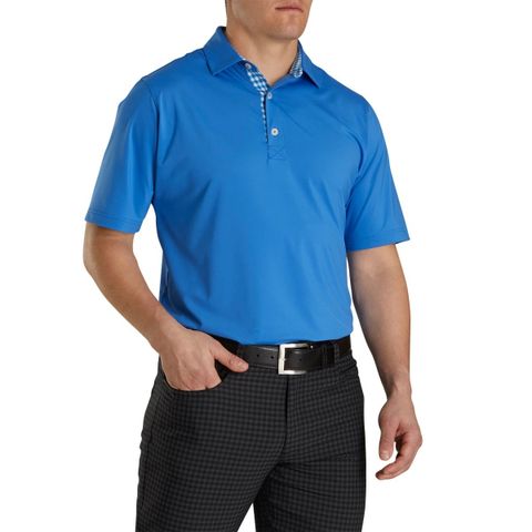 Áo golf nam tay ngắn 86420 Solid Lisle Gingham Trim  MEGA SALE | FootJoy