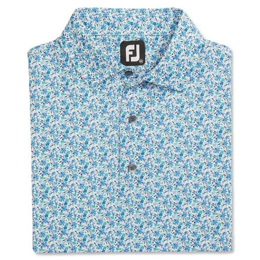 Áo Golf Tay Ngắn FootJoy  Allover Floral Print Lisle, Self Collar Whit