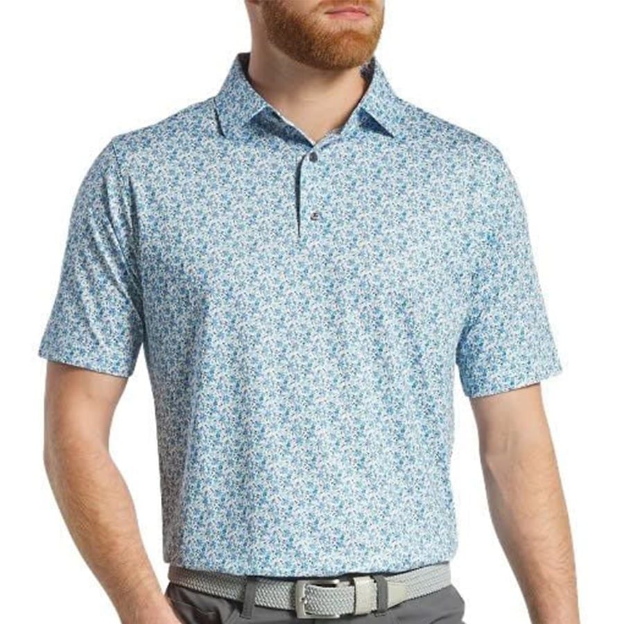 Áo Golf Tay Ngắn FootJoy  Allover Floral Print Lisle, Self Collar Whit