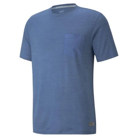Áo golf tay ngắn nam EGW Cloudspun Pushcart Pocket Tee - Federal Blue Heather 59927503 | PUMA