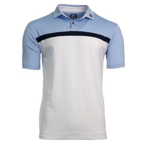 Áo golf nam tay ngắn Lisle Color Block Shirt Lt Blue/Navy/White 82289  MEGA SALE | FootJoy
