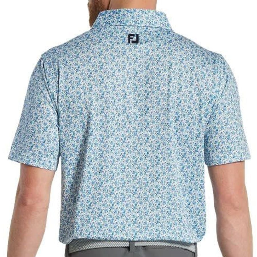 Áo Golf Tay Ngắn FootJoy  Allover Floral Print Lisle, Self Collar Whit