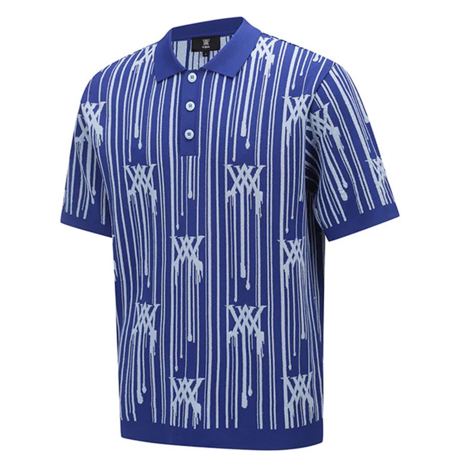 Áo golf nam tay ngắn Rain Logo Short Sleeve Sweater - Royal Blue AGEMM