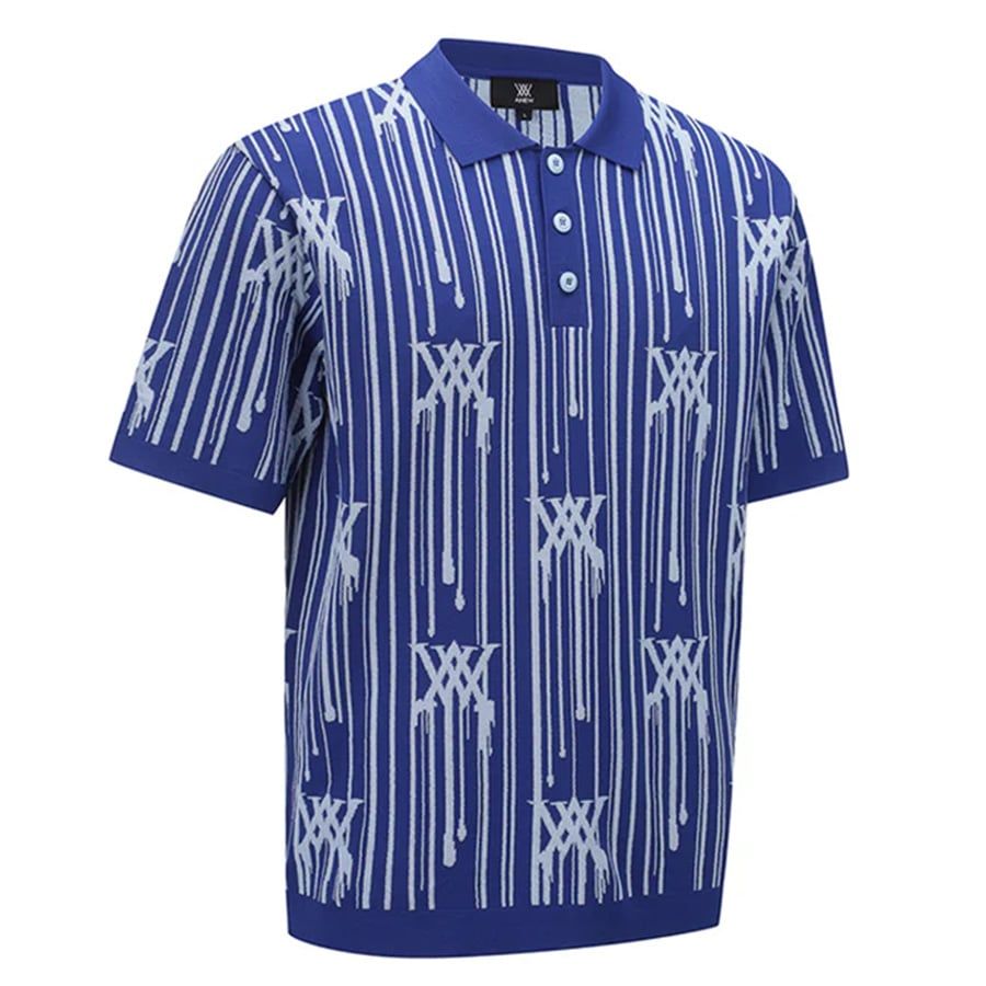 Áo golf nam tay ngắn Rain Logo Short Sleeve Sweater - Royal Blue AGEMM