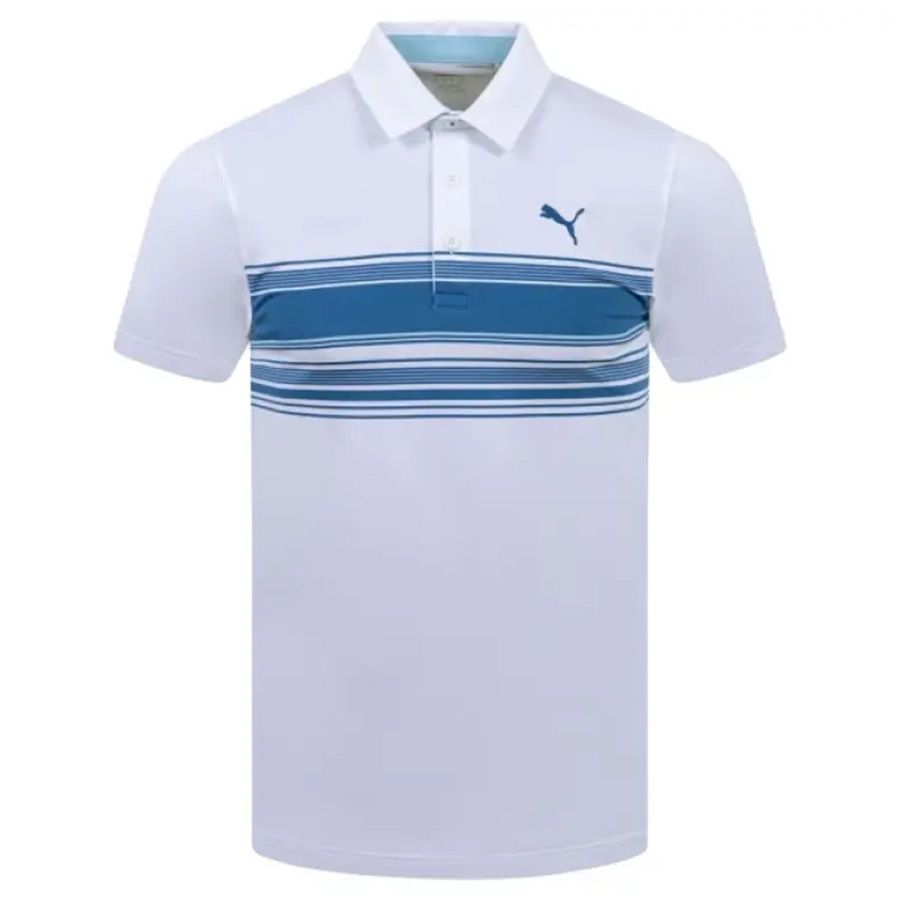 Áo golf tay ngắn nam Mattr Grind Polo - White Glow-Festive Blue 538996