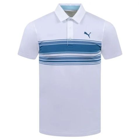 Áo golf tay ngắn nam Mattr Grind Polo - White Glow-Festive Blue 53899621 | PUMA