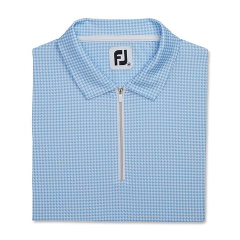 Áo golf nữ tay dài LS Houndstooth Print Sun Protection Shirt  Blue 87337 MEGA SALE  | FootJoy