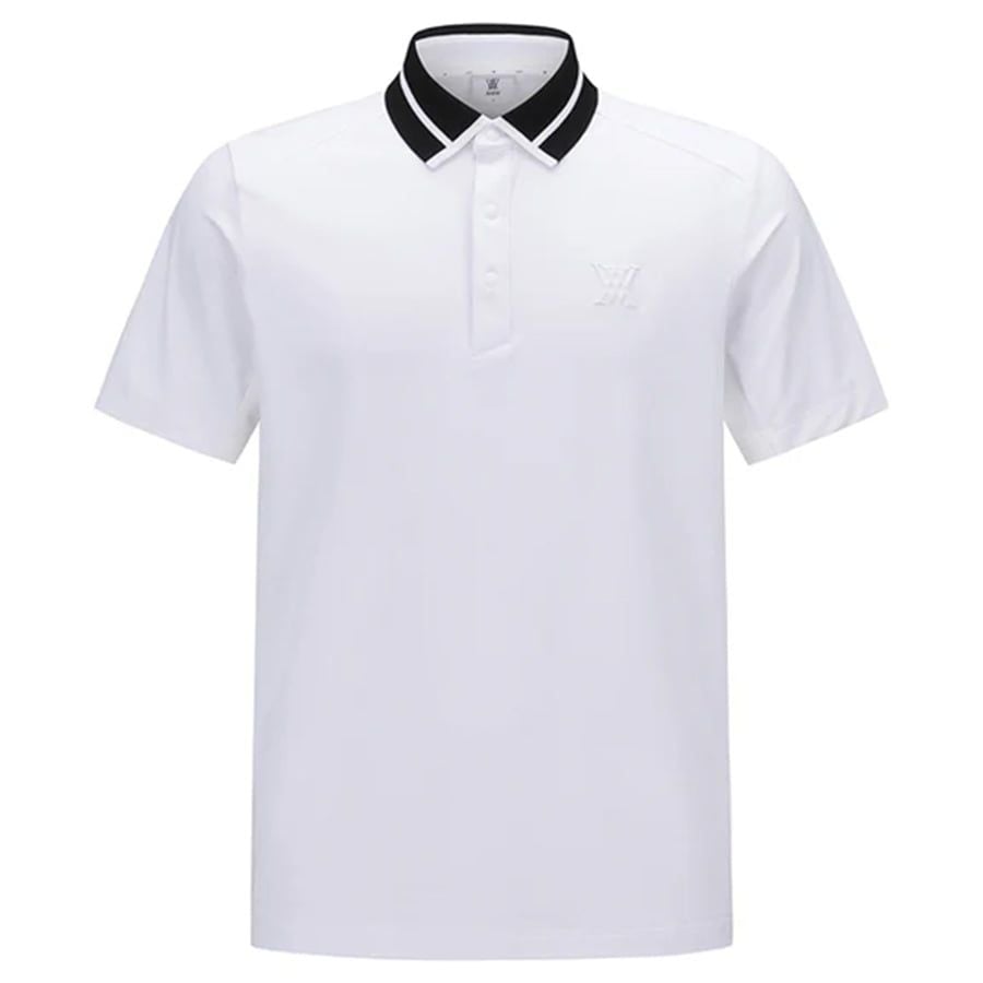 Áo golf nam tay ngắn Mesh Block Knit Collar Shot T-Shirt - White AGEMM