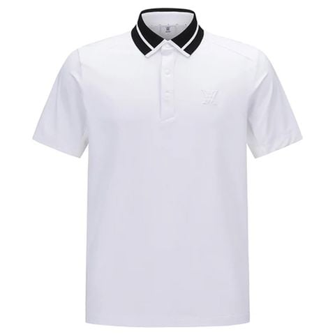 Áo golf nam tay ngắn Mesh Block Knit Collar Shot T-Shirt - White AGEMMTS05WH | Anew Golf