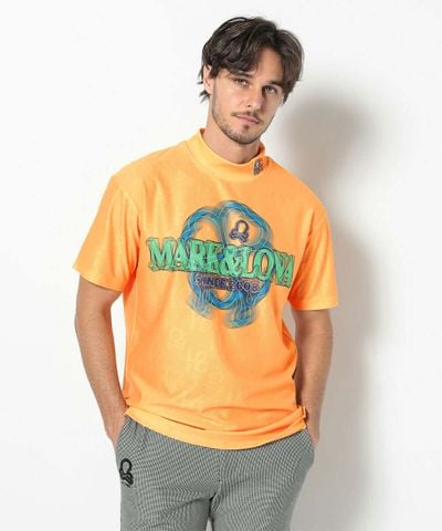 Áo golf nam tay ngắn Clava Mesh Jacquard Mock Neck MLM-5C-AA01 (Orange) | MARK & LONA