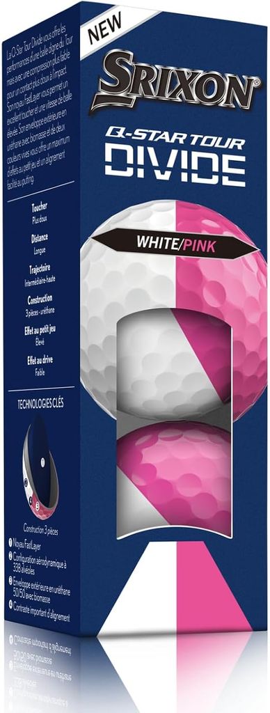 Hộp 12 Bóng Golf Srixon Q-Star Tour 6 Divide White/Pink | Srixon