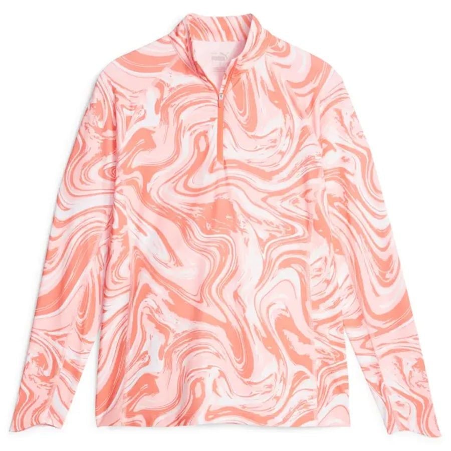 Áo golf tay dài nữ W YouV Sandstone 1/4 Zip - White Glow-Fizzy Sun 622